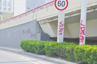電線桿、立交橋等被噴涂，嚴(yán)重影響了市容。