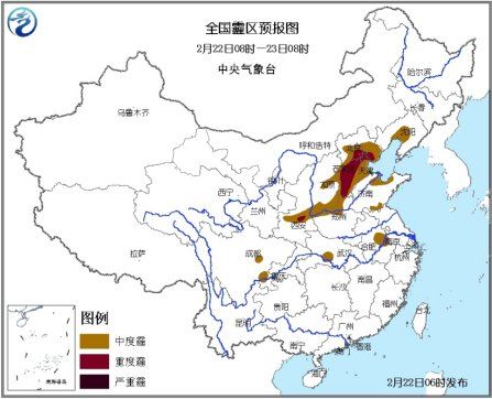 全國霾區(qū)預(yù)報(bào)圖。