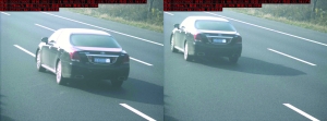 由于車速過(guò)快，高清探頭抓拍下的畫(huà)面，有一點(diǎn)點(diǎn)模糊 監(jiān)控截圖