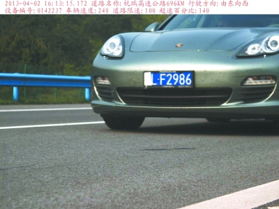 　保時(shí)捷飆車(chē)被拍瞬間。湖北省高警總隊(duì)供圖