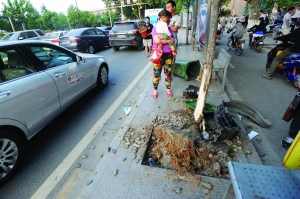 幸虧轎車撞到香樟樹上停了下來(lái),否則后果更嚴(yán)重。