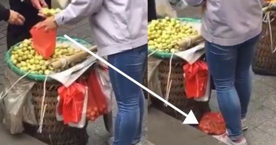 網(wǎng)上流傳的短片顯示，賣棗子棗子的小販以偷龍轉(zhuǎn)鳳的手段把棗子換掉。