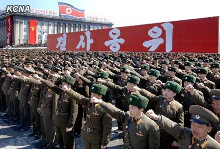 29日，平壤金日成廣場舉行軍民大會，對朝鮮人民軍最高司令部聲明表示支持。