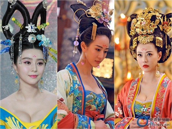 范冰冰、張鈞甯、周海媚，在《武媚娘》中爆乳演出