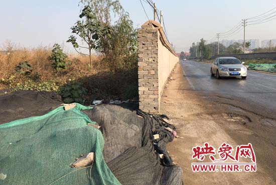 一墻之隔，一邊是道路，一邊是垃圾和荒草，市民質(zhì)疑其為遮羞墻。