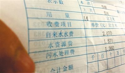 北京市某居民的水費單顯示，費用中有水資源費和污水處理費兩項附加收費。