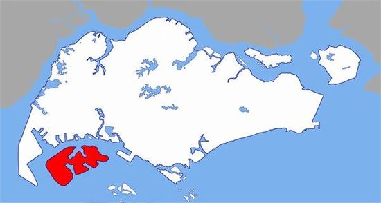 紅色為PX工廠所在裕廊島，與新加坡主城區(qū)距離5公里