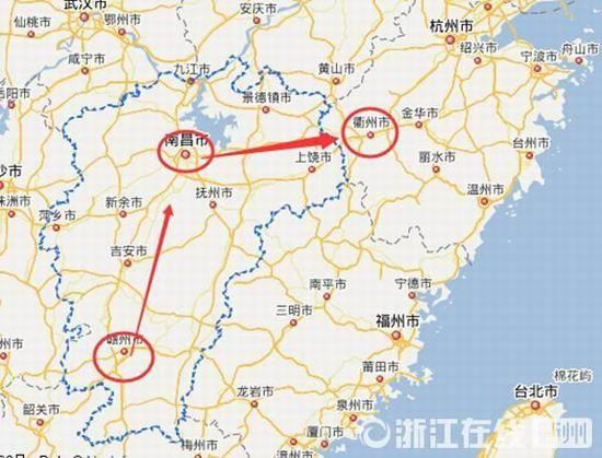 贛州到南昌高速公路400公里左右，南昌到浙江江山高速公路400多公里